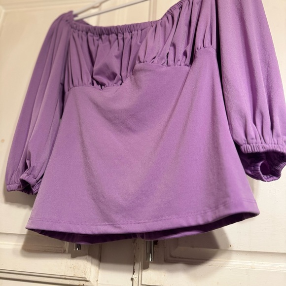 - Chic Nation | Spring Purple Smock Boho Top 3/4 sleeves - Picture 4 of 8